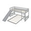 Lit superposé simple au-dessus d'un lit simple avec glissière et échelle, gris-1711629574
