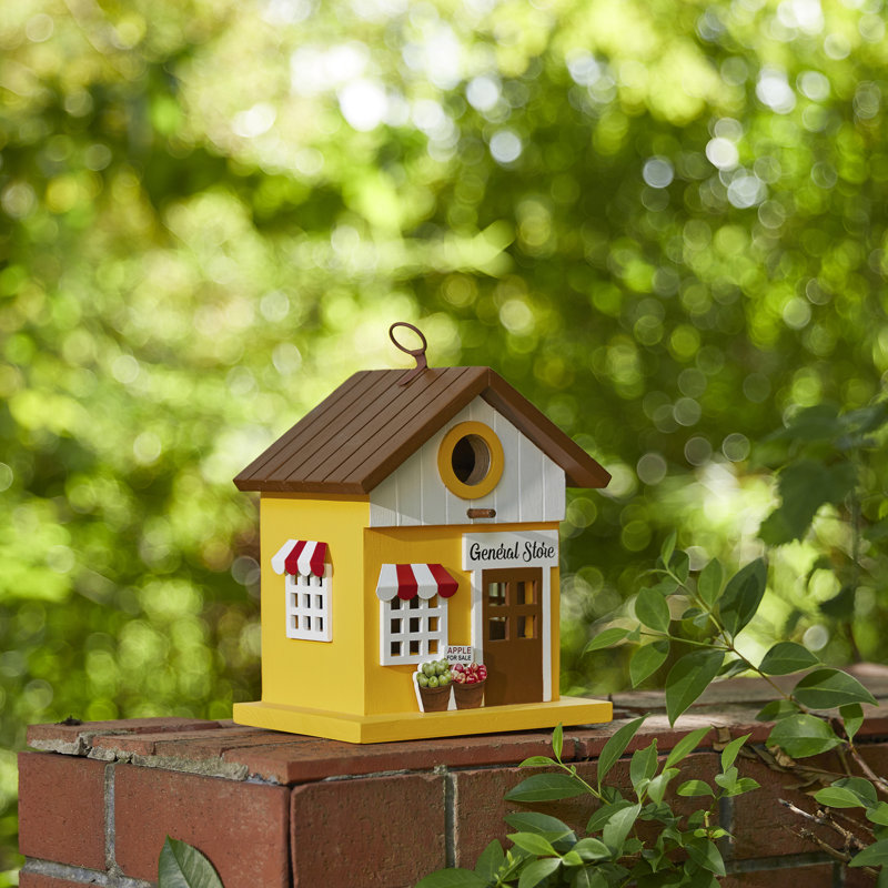 Maison d'oiseaux de jardin en bois massif 9,5 "H