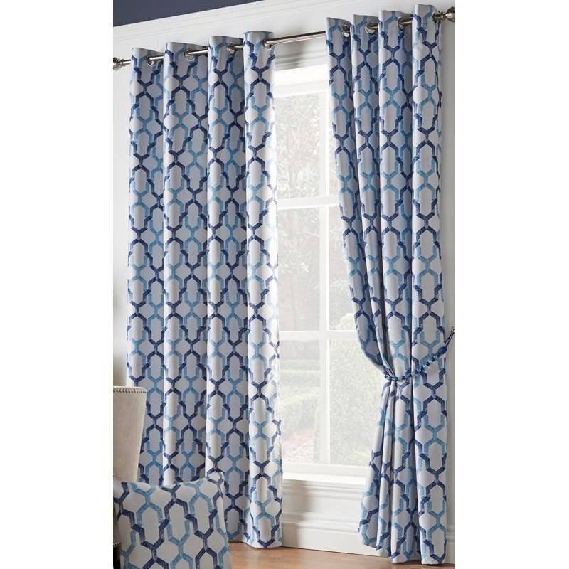 Odle Semi Sheer Curtain Pair, Blue, 229 W x 274 D cm