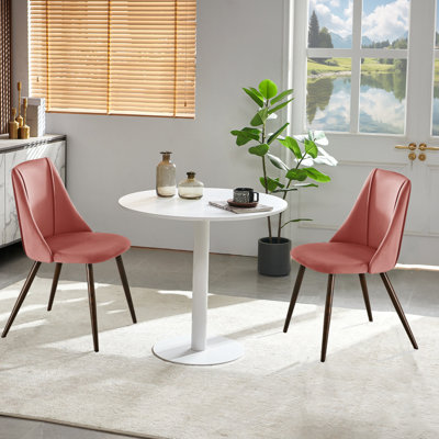 Modern Dining Table Set Of 3, Round Dining Table With 2 Velvet Dining Chairs