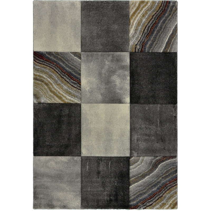Bartucca Diamond Deluxe Black/Brown/Grey Rug, Rectangle 80 x 150cm
