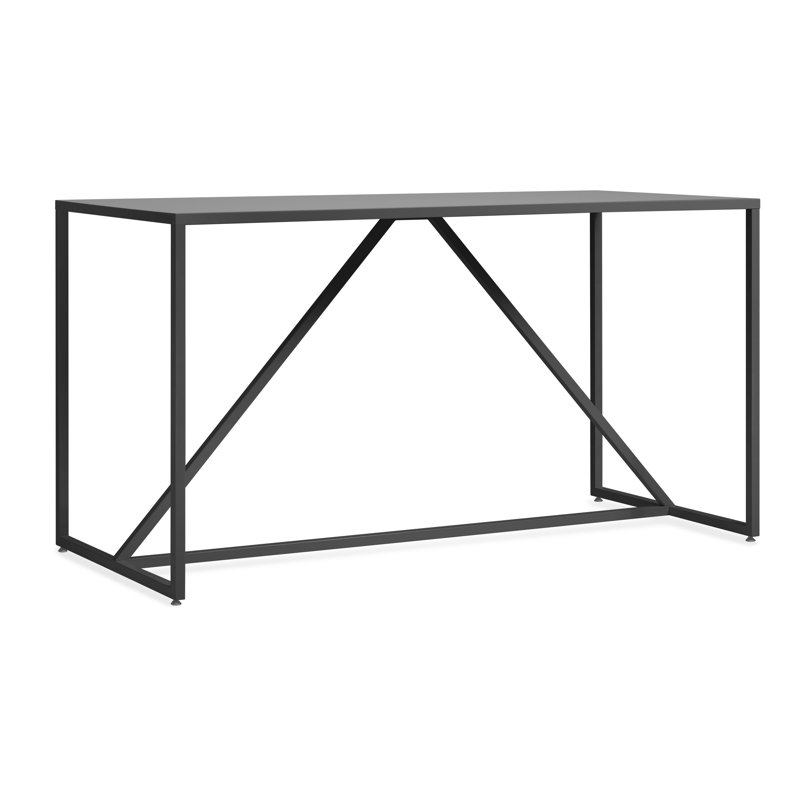 Strut Walnut Wood Dining Table, Slate, 35" W x 75" L, Bar (40" Height)