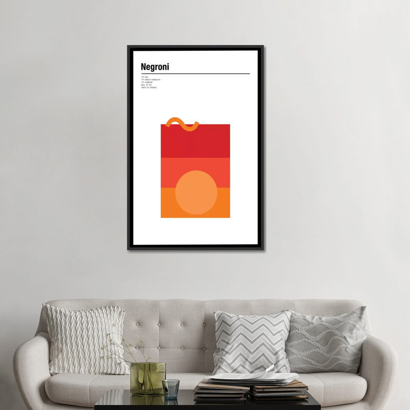 «Negroni», impression sur toile, H 48 po x l 32 po x P 1,5 po, Toile avec cadre noir, Pas de tapis