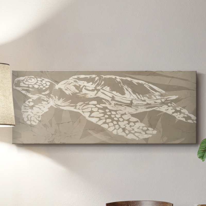 Batik Sea Turtle II - Toile tendue avec châssis - Prêt à accrocher, H 20 po x l 50 po