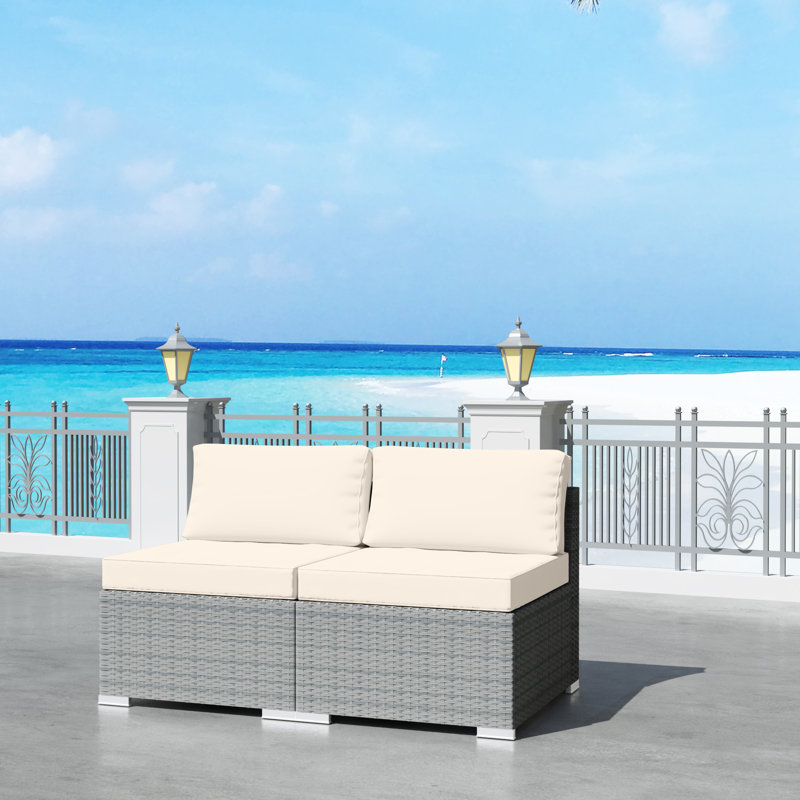 Canapé de patio extérieur en osier 50 po, Bleu marine