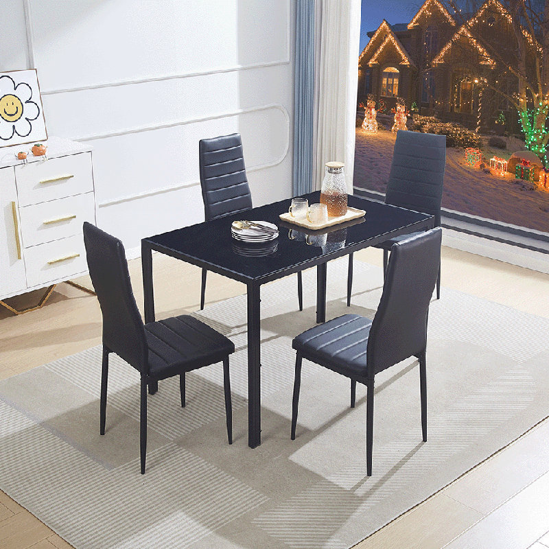 4 - Person Dining Set, Black, Black