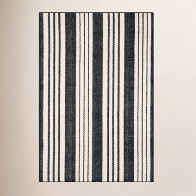 Birmingham Black Hand-Woven Outdoor Rug