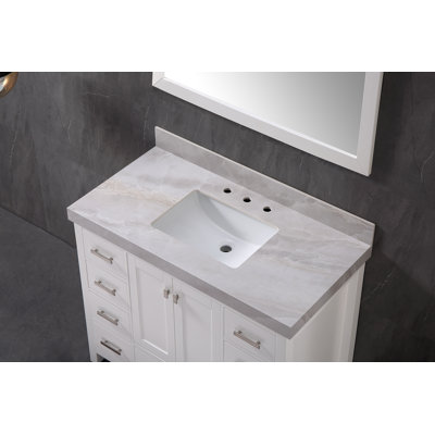 43" Porcelain Bathroom Vanity Top with Single Sink and 3 Holes, without Faucet