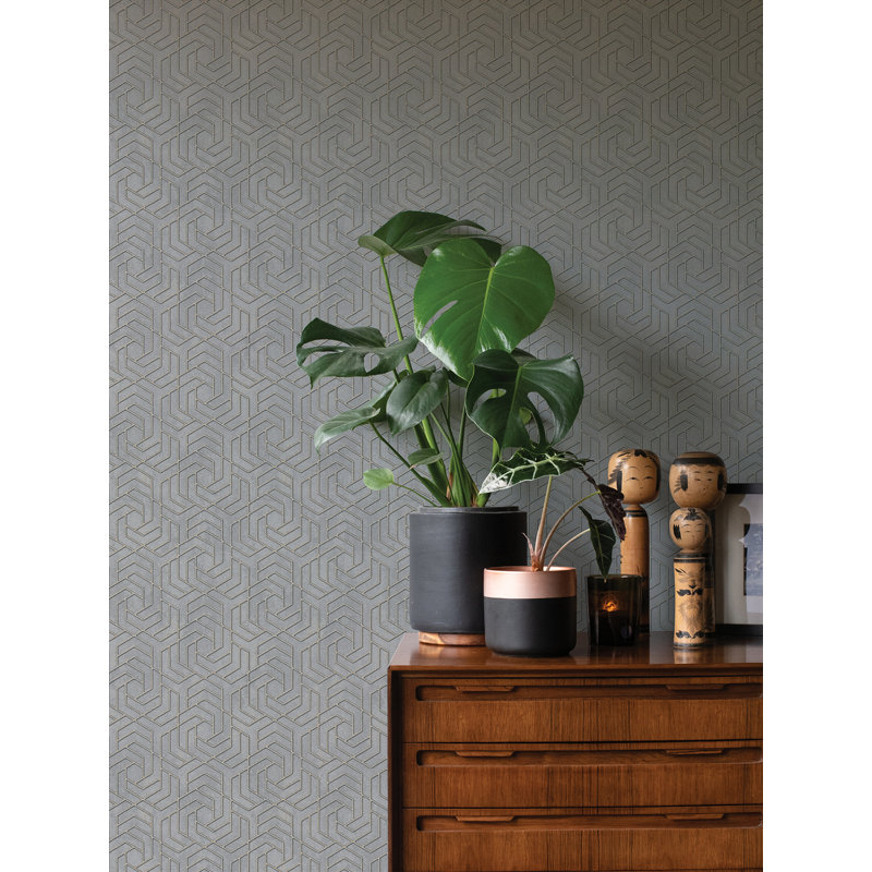 Jhaiden Geometric Wallpaper, Grey