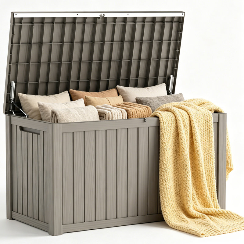 180 Gallons Water Resistant Lockable Resin Deck Box Durable Patio Storage Box