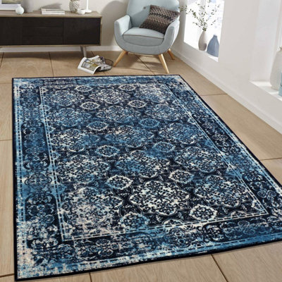 Tapis décoratif bleu Touffeté oriental Macedo