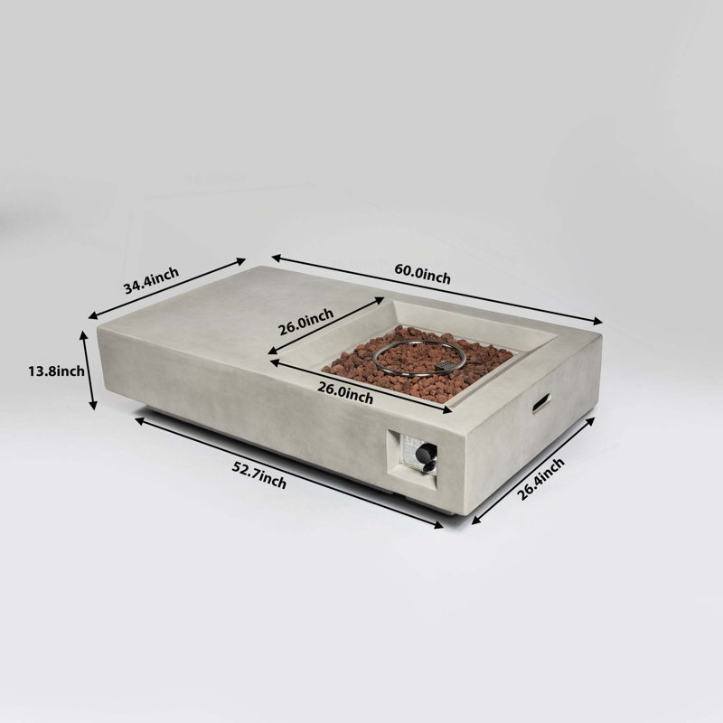 60Inch Concrete Fire Pit Table