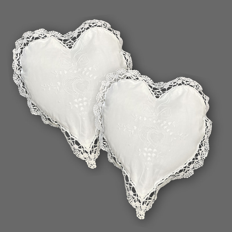 Celeste Lace Heart 2-Piece Pillow Set