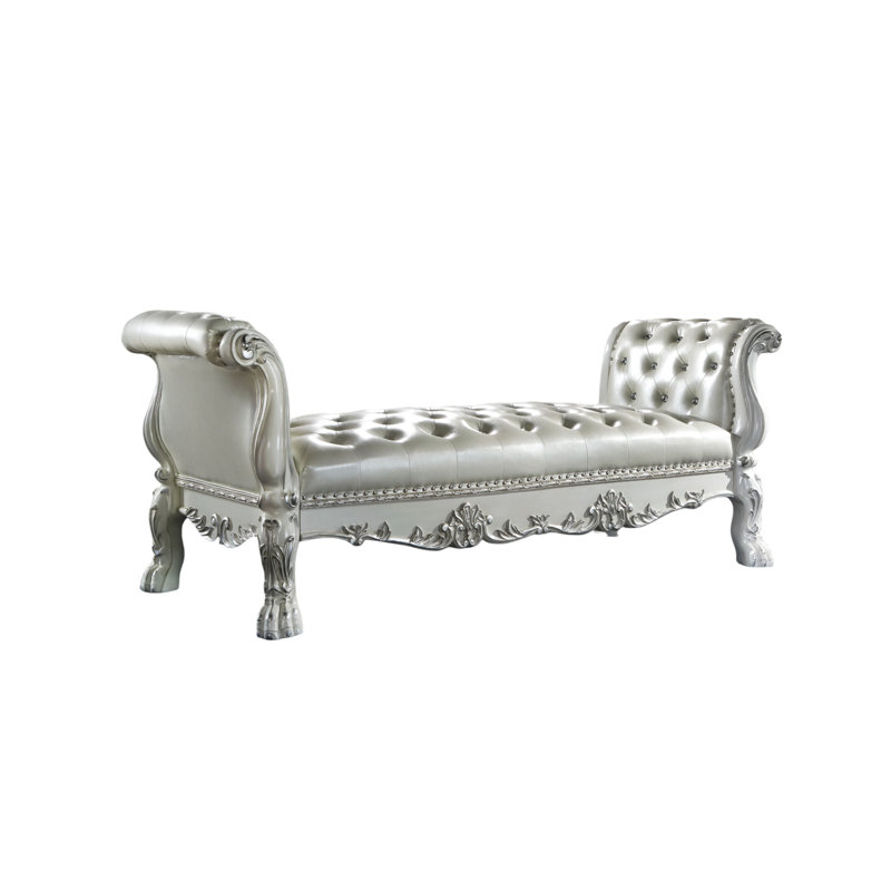 Banc en cuir synthétique Ardel, Blanc os, Blanc