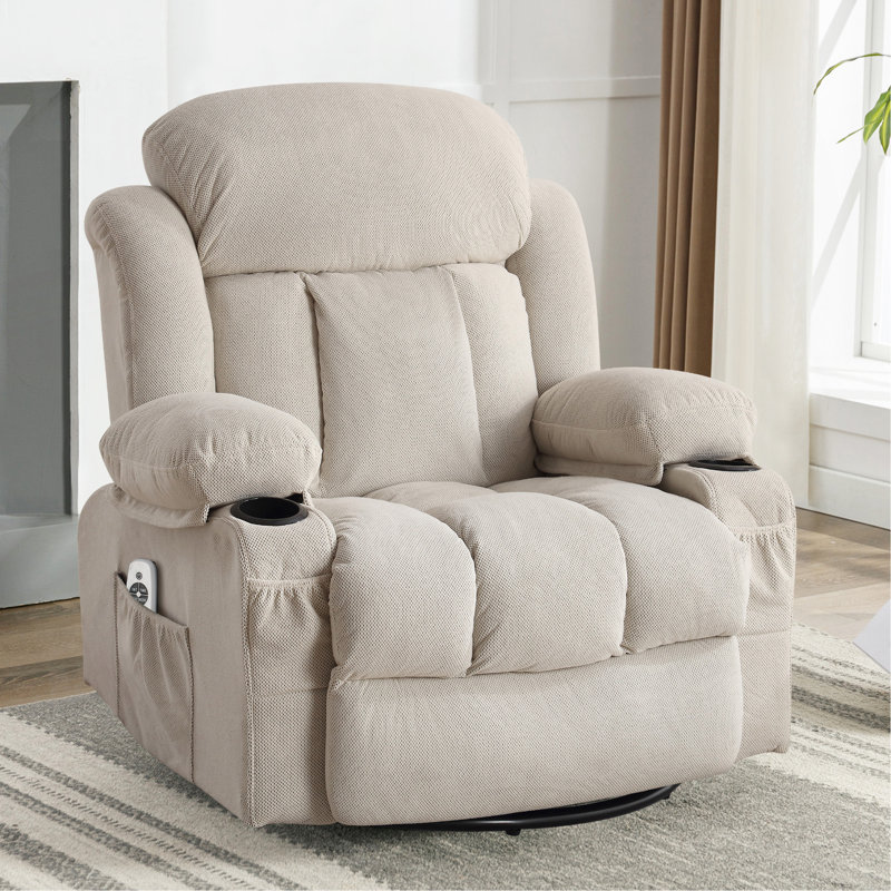 Canapé inclinable et chauffant, avec port USB et 2 porte-gobelets dans les poches latérales, Beige