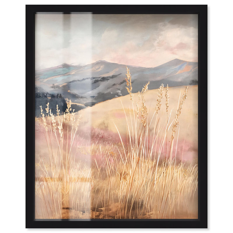 «Golden Grass Shadowbox Print» par Art Remedy, H 46 po x l 37 po, Noir