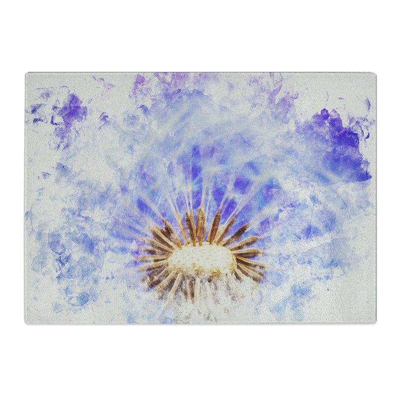Tempered Glass Swirling Dandelion Seeds Chopping Board, 20 cm x 28.5 cm