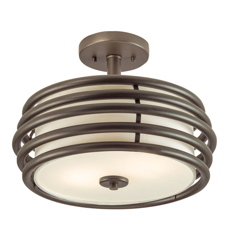 Merryman Semi Flush Mount, Bronze, Beige