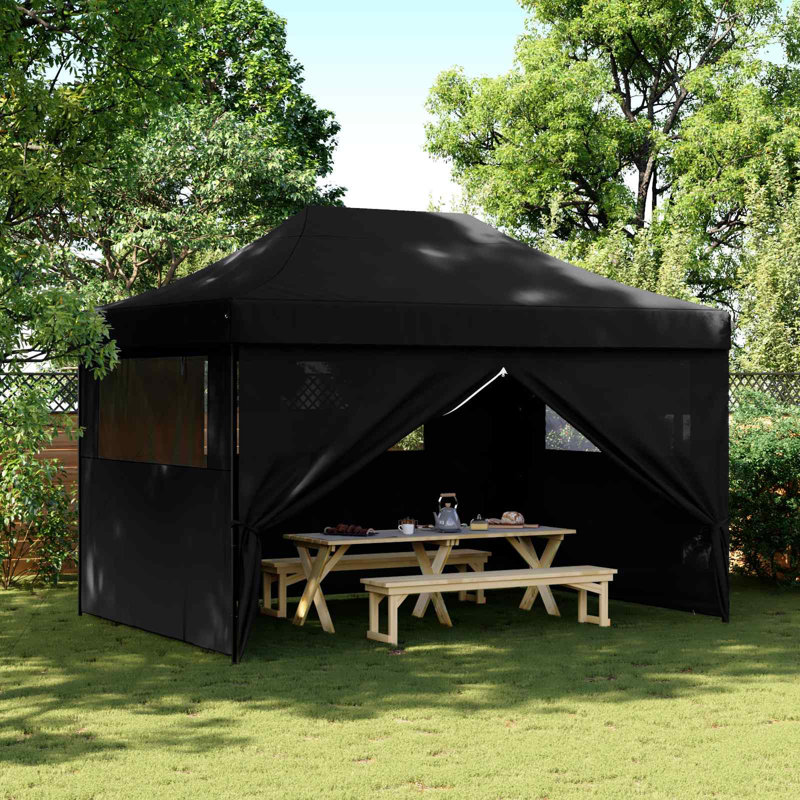 Vidaxl Foldable Tent Pop-Up Outdoor Party Tent Garden Gazebo Canopy Shelter, Black, Black, 315cm H x 410cm W x 279cm D