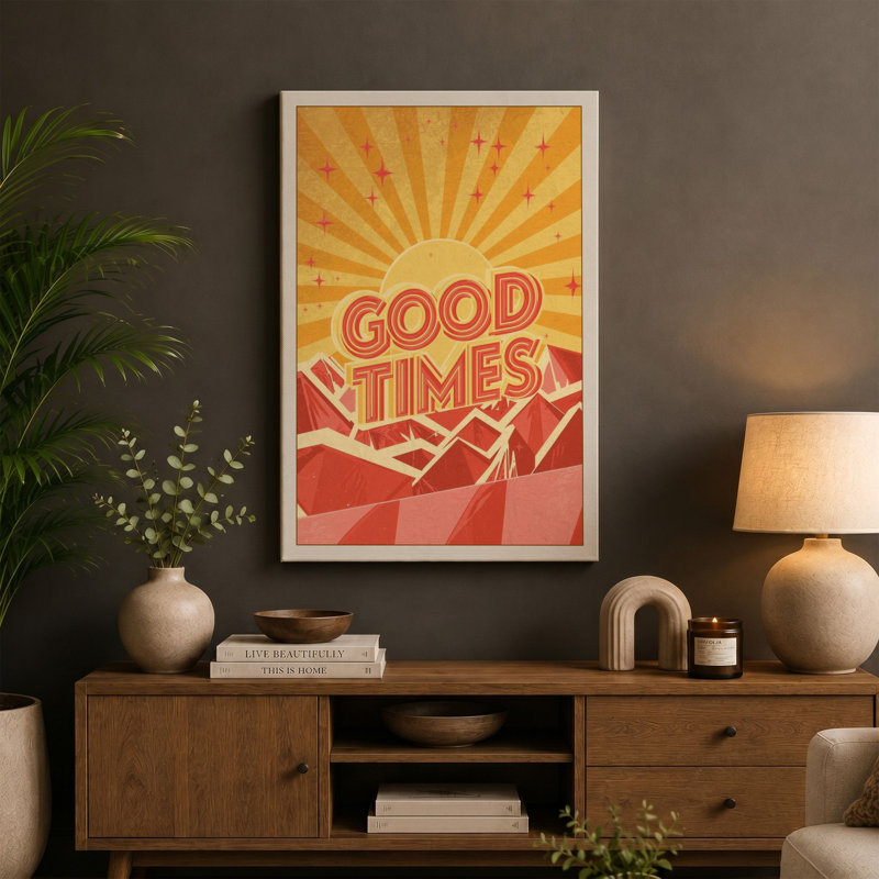 Good Times Retro - Wrapped Canvas, 18x12 - 45.7 x 30.5 cm, Taupe Border