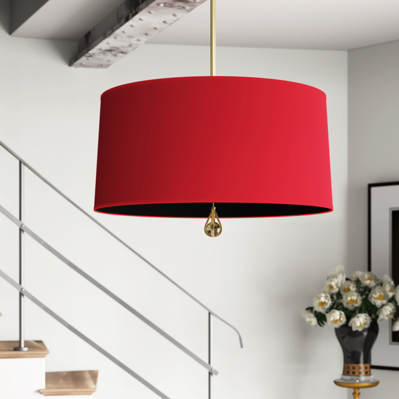 Custis 3 - Light Chandelier, Richmond Red/Blacksmith Black Lining, Modern Brass