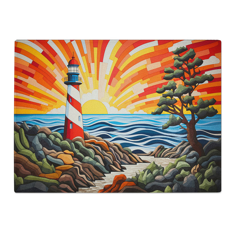 Lighthouse Op Art  Glass Chopping Board
