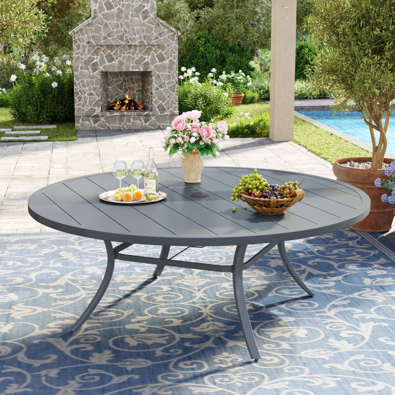 60" Round Patio Dining Table, Gray