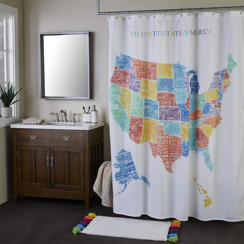 Rideau de douche USA avec bordures détaillées State State