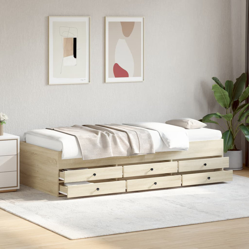 Vidaxl Daybed With Drawers, Natural, Single (3')