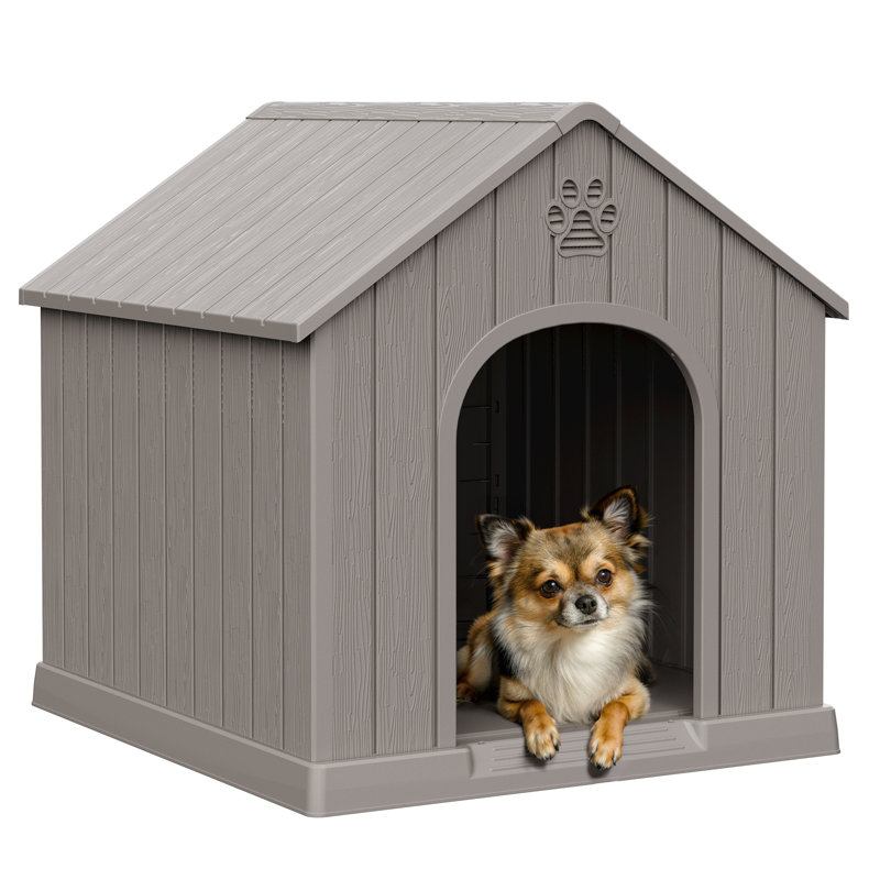 Niche d'extérieur résistante aux intempéries pour les petits et moyens chiens, H 25,8 po x l 23,6 po x P 26 po, Gris