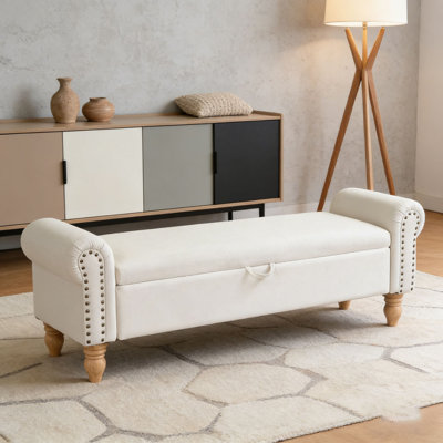 Banc de rangement avec repose-pieds, repose-pieds rembourré