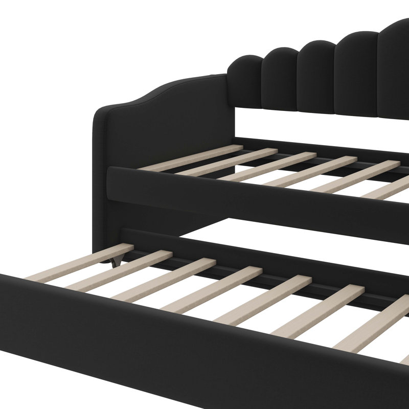 Lit de jour simple tapissier avec couchette, canapé-lit en velours avec ports de charge USB