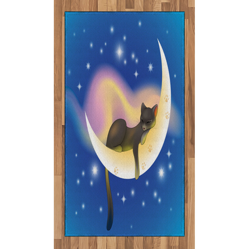 Cat Cartoon High Density Long Fiber Poly Threads Decorative Area Rug Carpet, Rectangle 2'7" x 5'