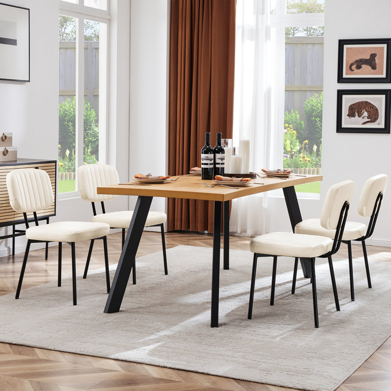 Chaises de salle à manger rembourrées en faux cuir Aura, Beige