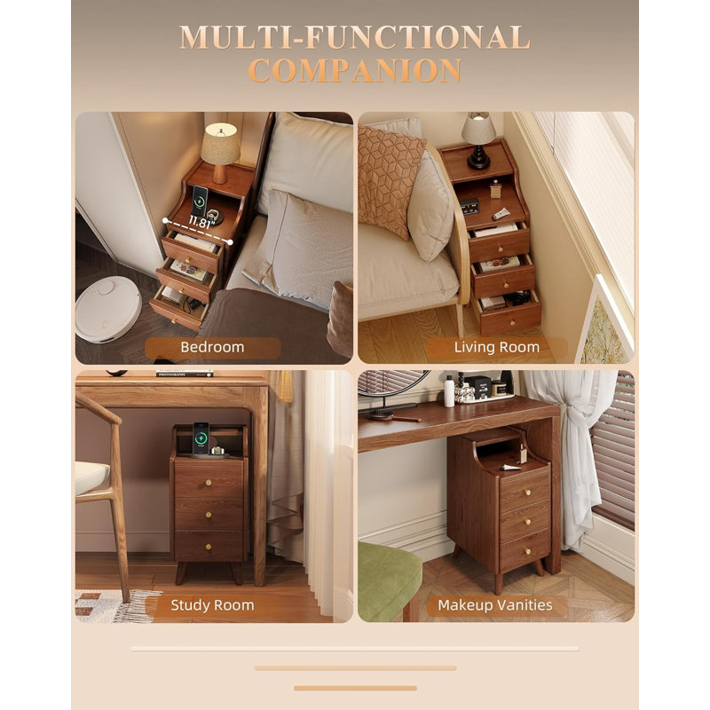 Narrow Bedside Table With Drawers