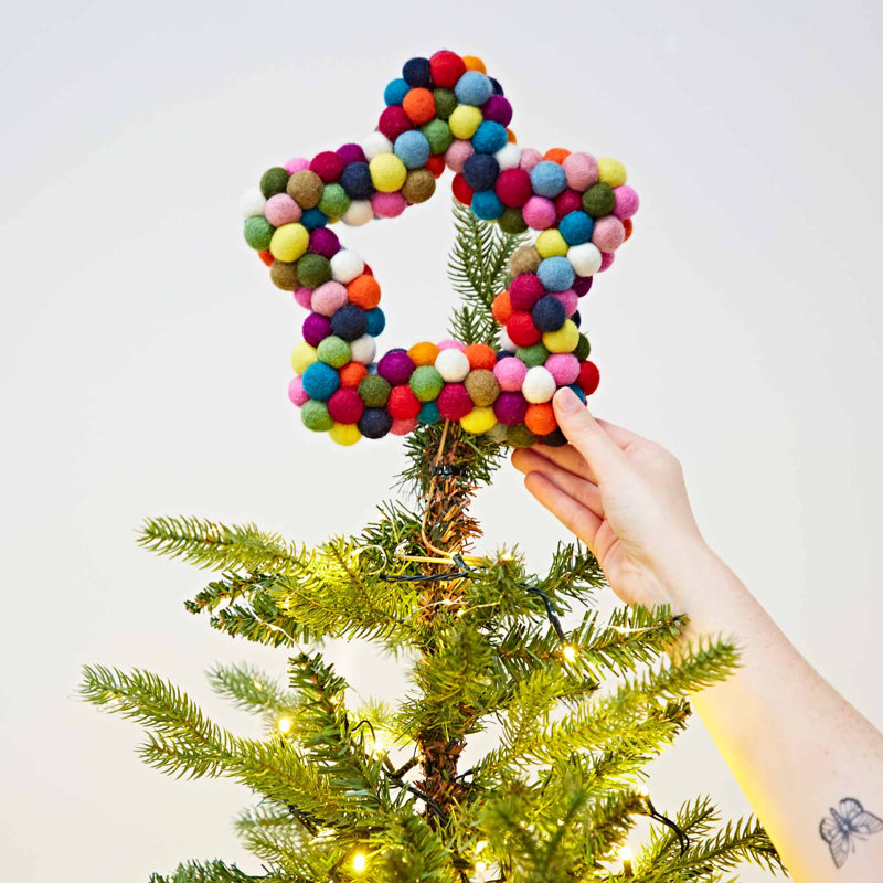 20cm Handmade Dots Wool Tree Topper