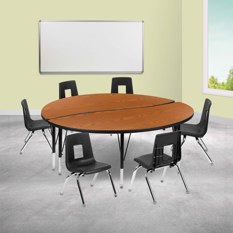 Ensemble de table d'activités flexibles en stratifié 47,5 po Goddard, L 60 po x l 60 po, hauteur réglable : 16,2 po à, Chêne
