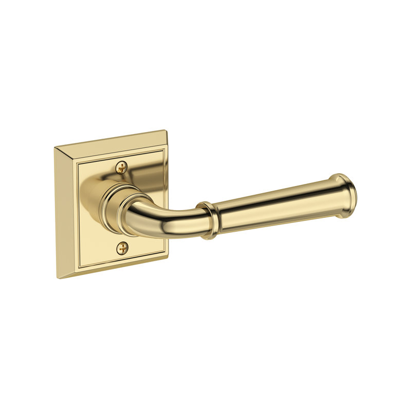Dunsmoor Passage Lever with Chamfered Square Rose in Lifetime (PVD) Satin Brass, Unlacquered Brass
