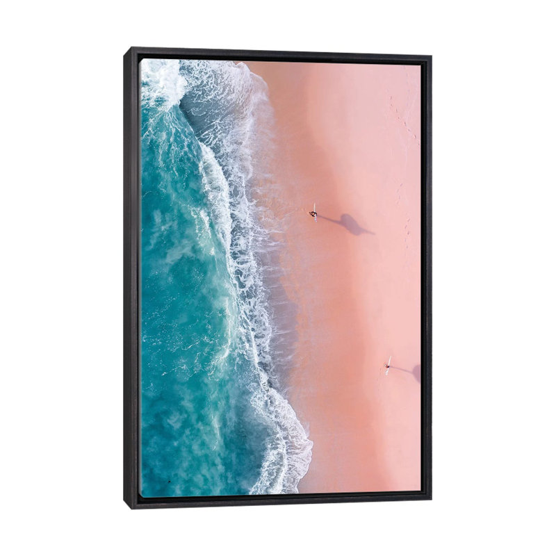 " Sunset Surfers " by Jaxon Roberts, Distressed Black Framed, No Mat, 40" H x 26" W x 1.5" D