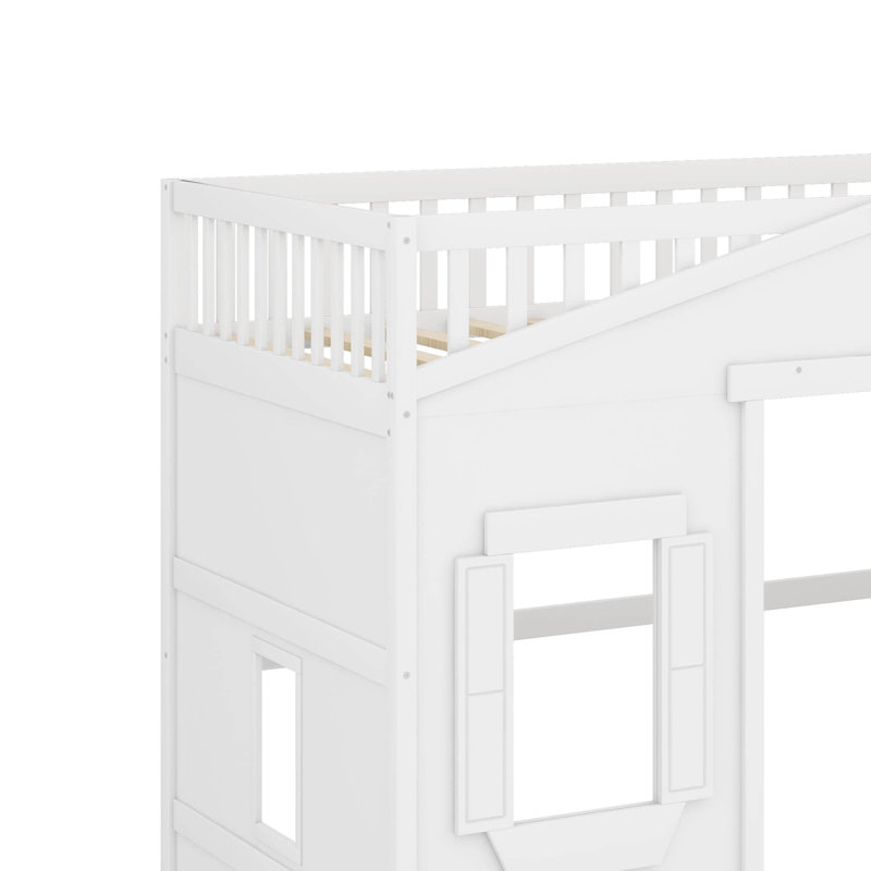 Lit mezzanine simple avec échelle, Blanc