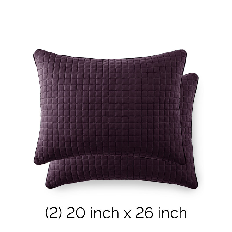 Ensemble de 2 taies décoratives matelassées en microfibre à bordure carrée et à bordure passepoilée Southano Fine Linens, lot de 2, 20 po x 26 po, mauve