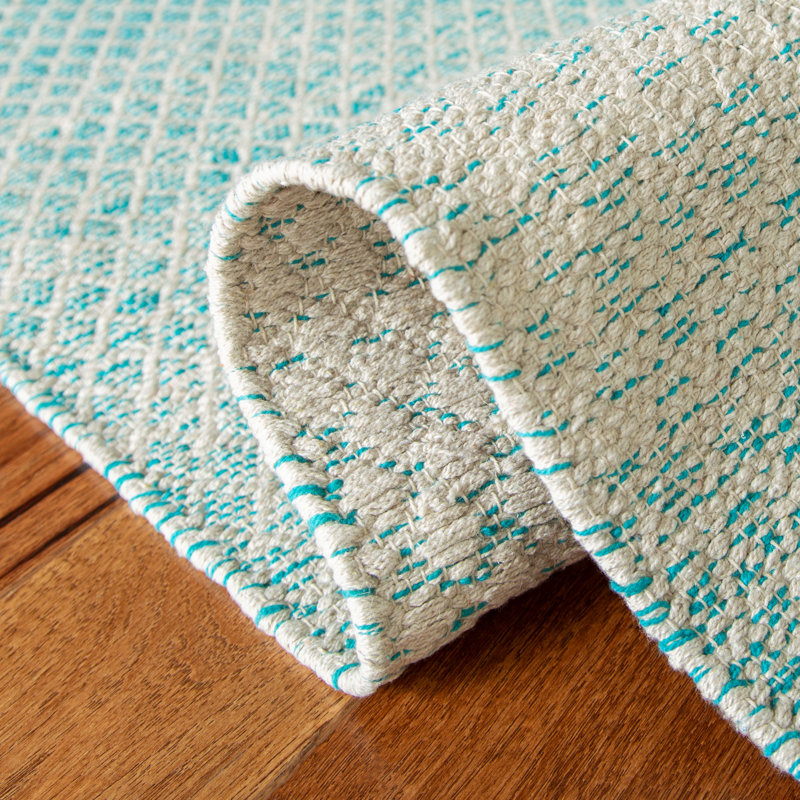 Cayman Hand Woven Cotton Geometric Rug, Round 6'