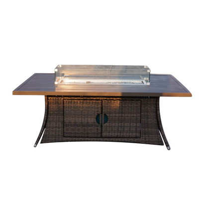 6-Seat Rectangle Fire Pit Table With Aluminum Top