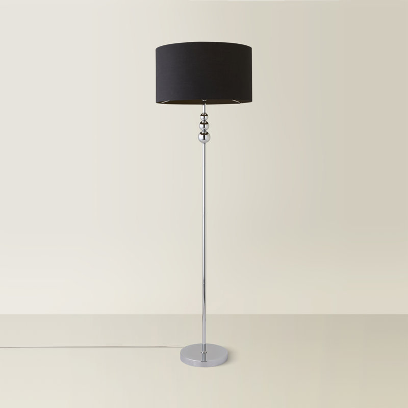 Randalia 145cm Traditional Floor Lamp, Black, Chrome 