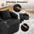 65" Boneless Curved Loveseat Sofa, Modern 2-Seater Cloud Couch with 3 Throw Pillows, Deep Seat Chenille Fabric, No Assembly Required-1352908172-1352908169