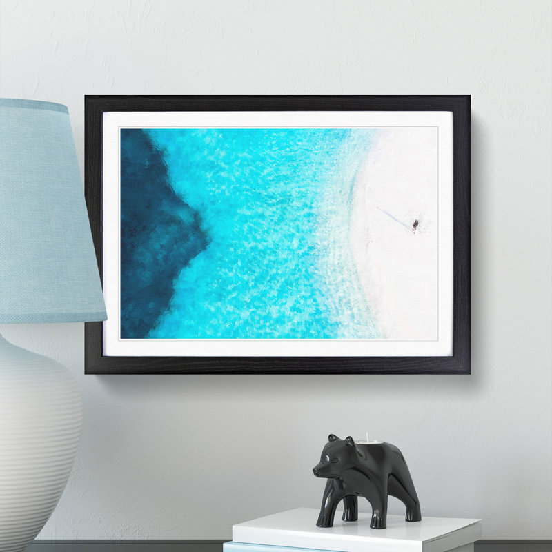 Alone On The Beach - Single Picture Frame Painting on MDF, Black, 62cm H x 87cm W x 2cm D