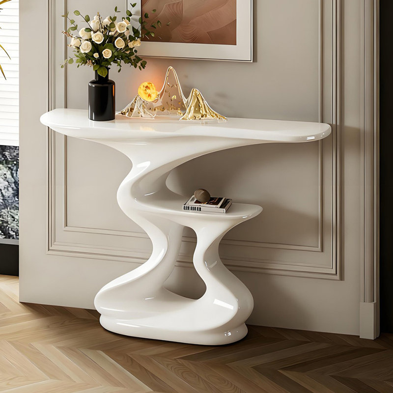Simple light luxury console table, White, 33.5" H x 59" W x 11.8" D