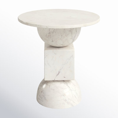 Zed Marble Pedestal End Table