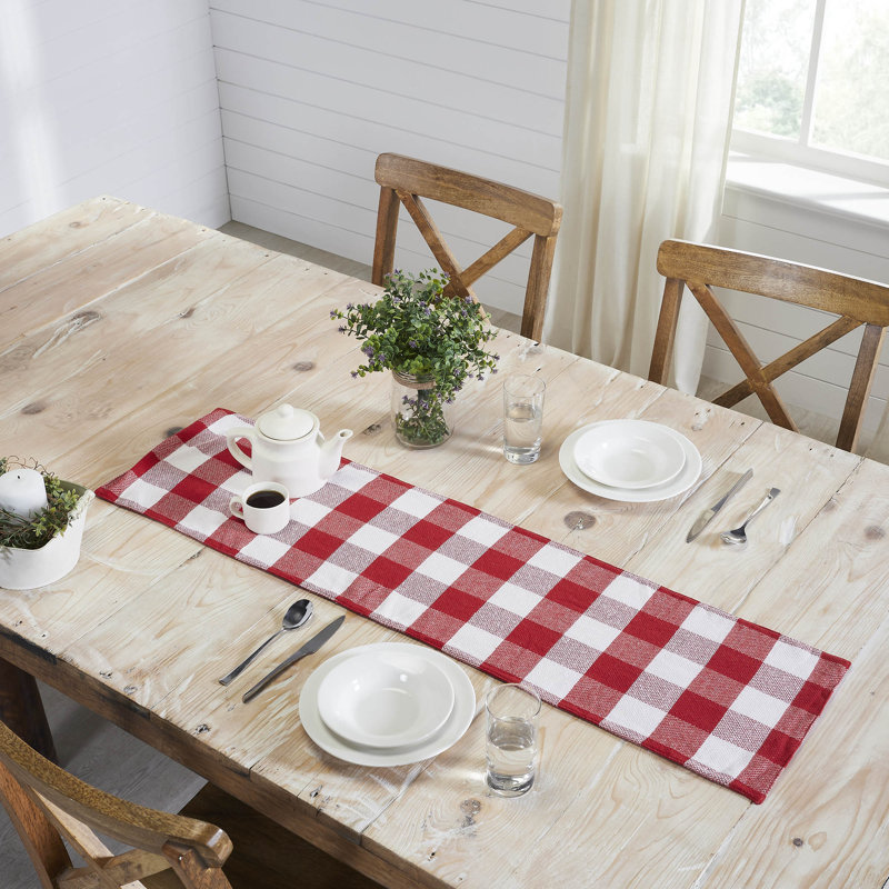 Annie Buffalo Check Rectangle Cotton Table Runner, 48" x 12"