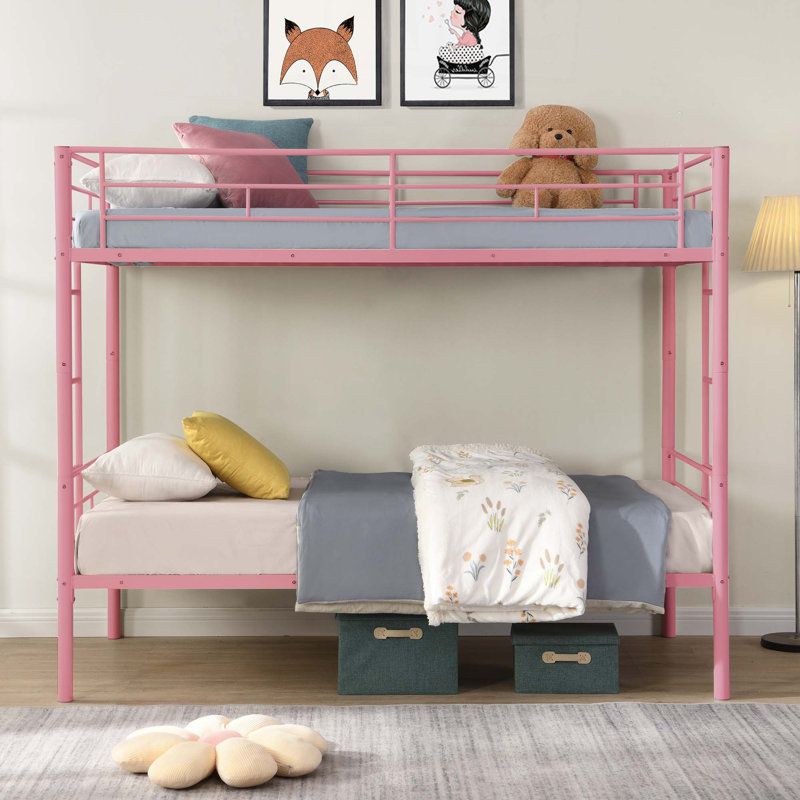 Metal Bunk Bed Pink Twin Over Twin